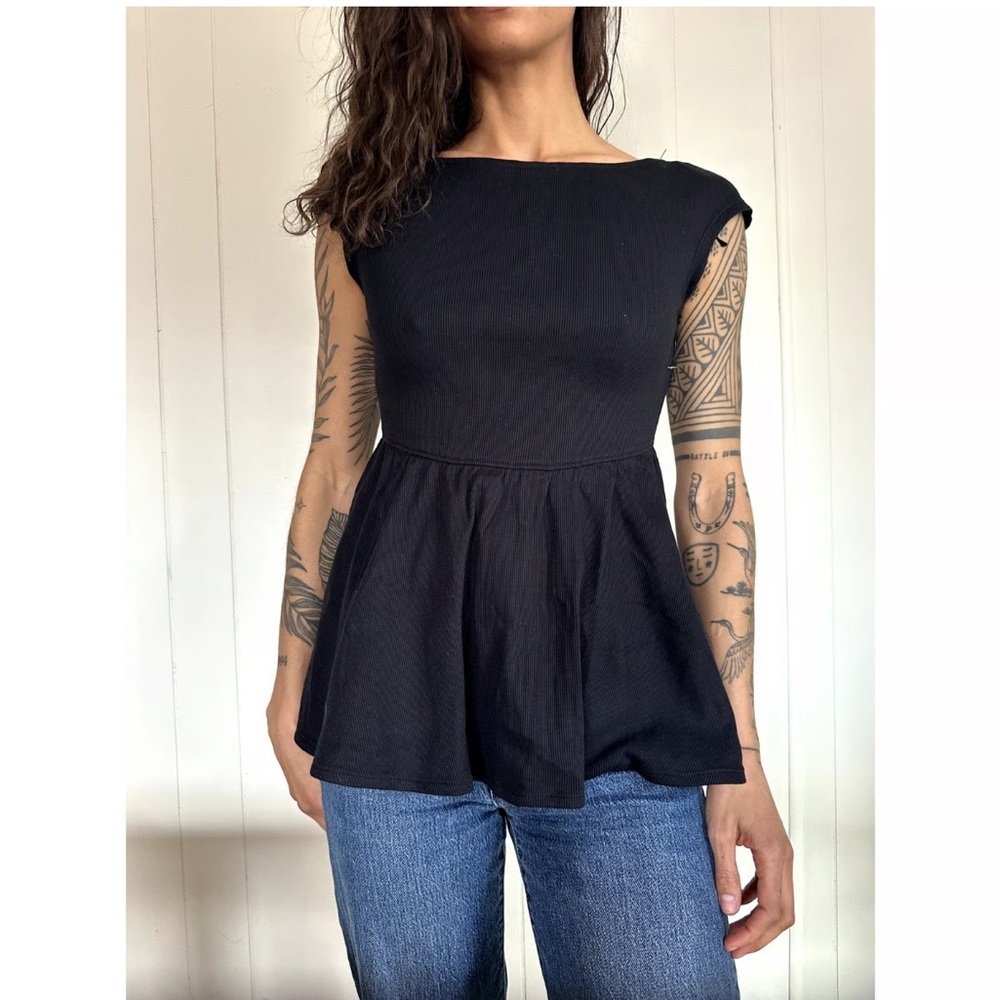 Free People Low Back Peplum Top